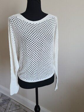 EXPRESS Open Stitch Dolman Sweater in Ivory White Size Small